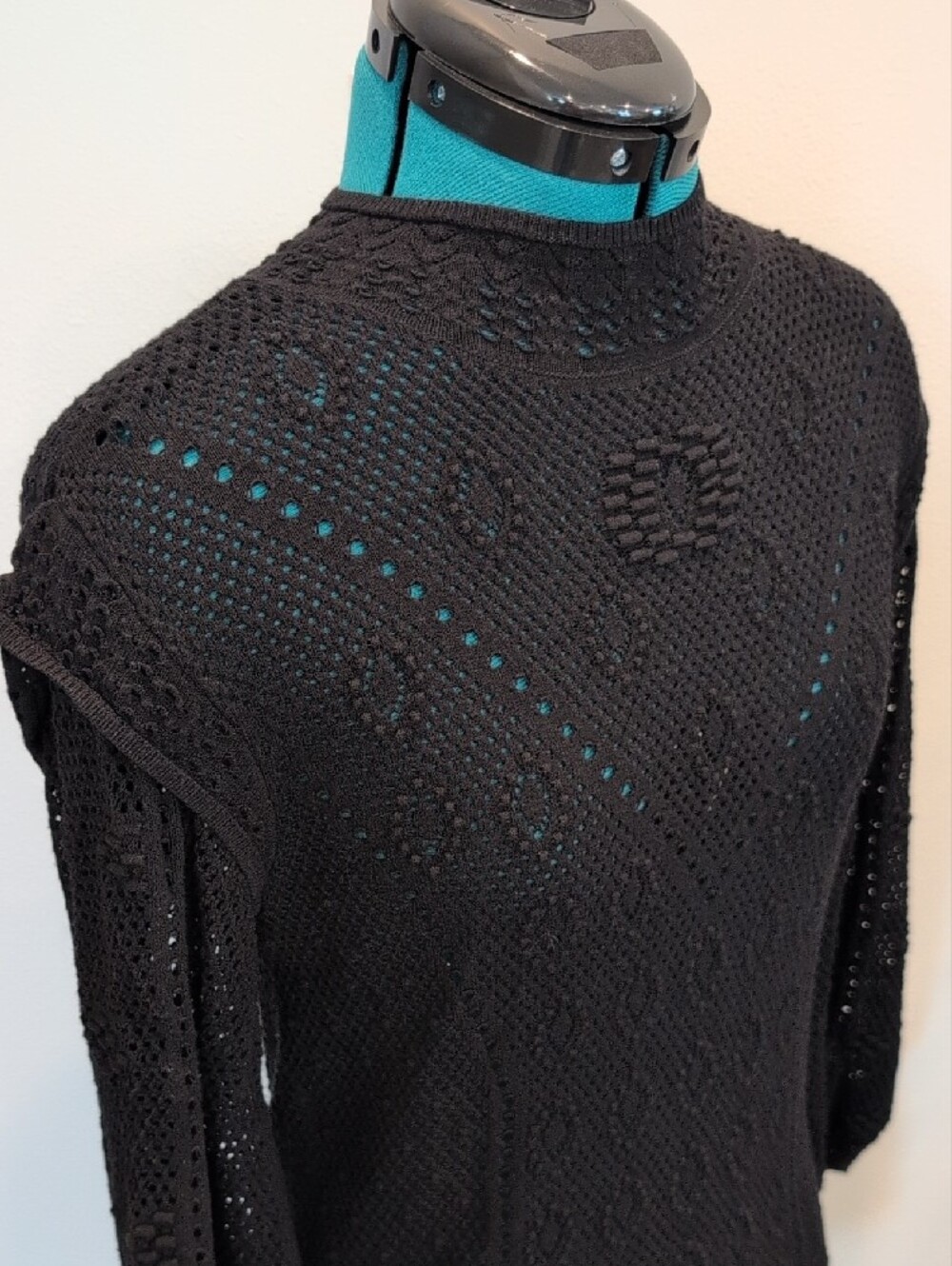 WHBM Black Open-Knit Women's Sweater, Size S